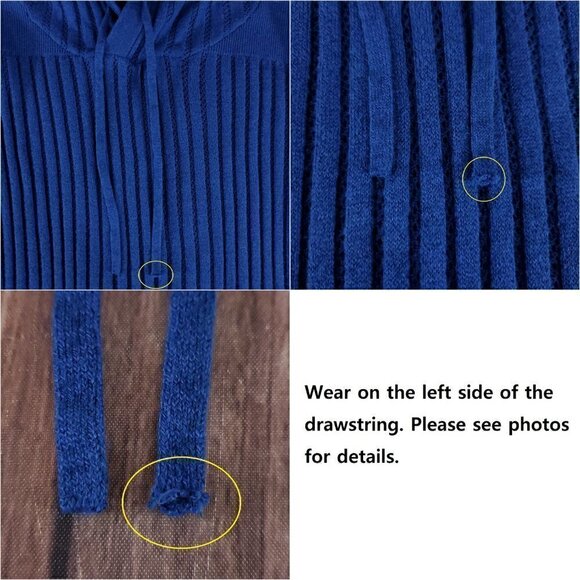 *Flaw Betabrand Seaside Jumper Womens Large Blue Knit Hooded Sweater Thumb Holes - Picture 2 of 12